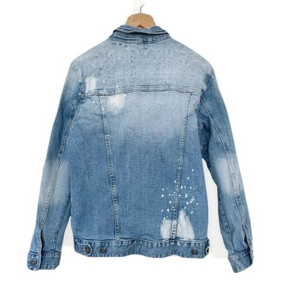 Smoke Rise Denim Men’s Sz M "Brush" Bleached Distressed Denim Jean Jacket - Picture 5 of 9